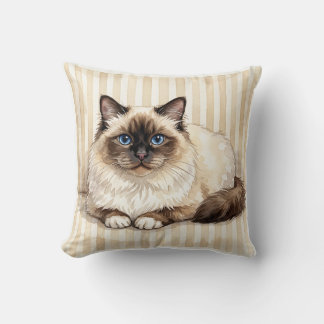 Akvafärgs Birman-katt accentkudde Kudde