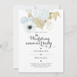 Akvamarin Blå Guld Blommig BRöllopsdag Inbjudningar