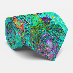 Akvamarin Groovy Abstrakt Retro Flytande Virvel Slips