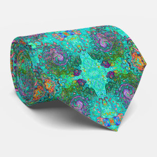 Akvamarin Groovy Abstrakt Retro Flytande Virvel Slips