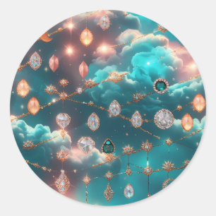 Akvamarin Månfaser Celestial Astrologi Runt Klistermärke