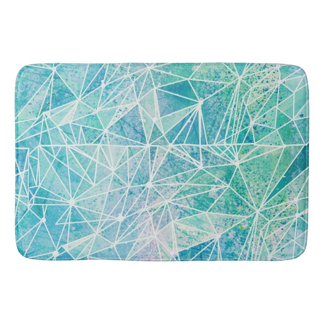 akvamarin med vitt geometriskt utrymme badrumsmatta (Framsidan)