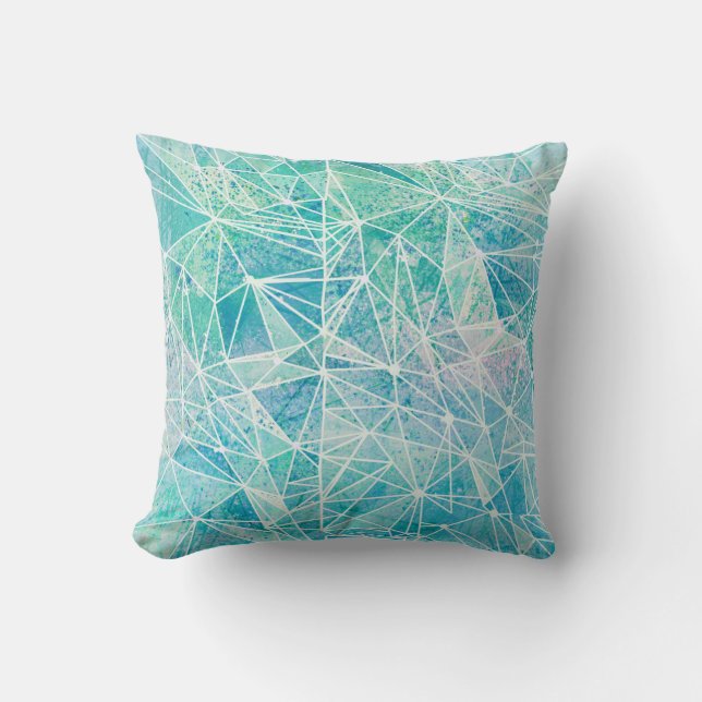 akvamarin med vitt geometriskt utrymme kudde (Framsida)