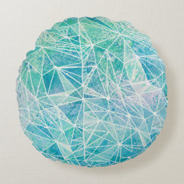 akvamarin med vitt geometriskt utrymme rund kudde