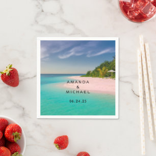 Akvamarin Ocean Tropisk Strand Scenisk Bröllop Pappersservett