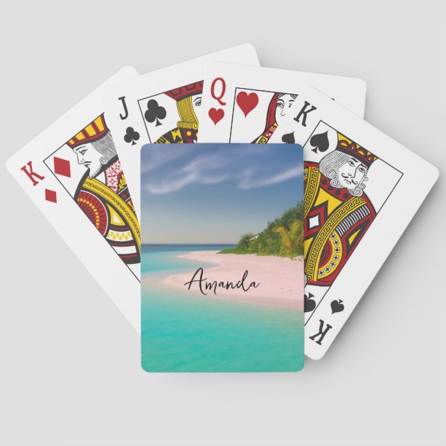 Akvamarin Ocean Tropisk Strand Scenisk Casinokort (Baksidan)