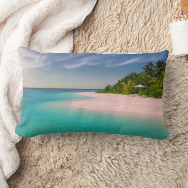 Akvamarin Ocean Tropisk Strand Scenisk Lumbarkudde (Filt)