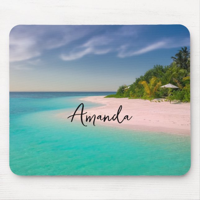 Akvamarin Ocean Tropisk Strand Scenisk Musmatta (Framsidan)