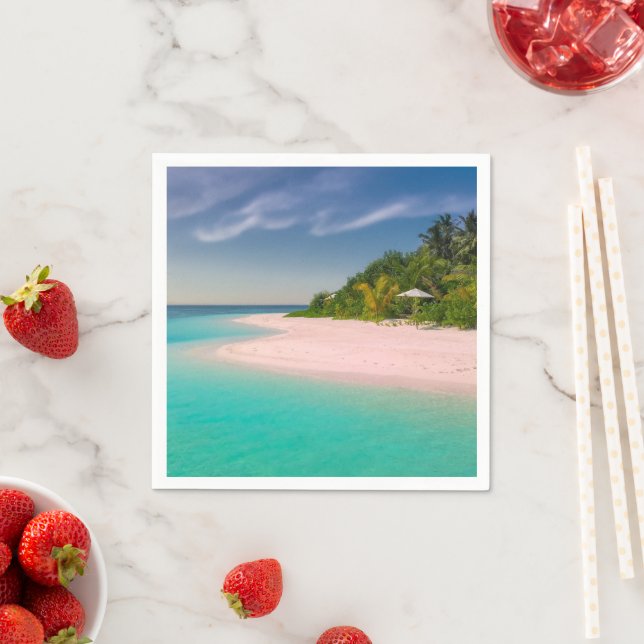 Akvamarin Ocean Tropisk Strand Scenisk Pappersservett (Insitu)