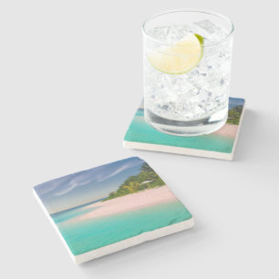 Akvamarin Ocean Tropisk Strand Scenisk Stenunderlägg