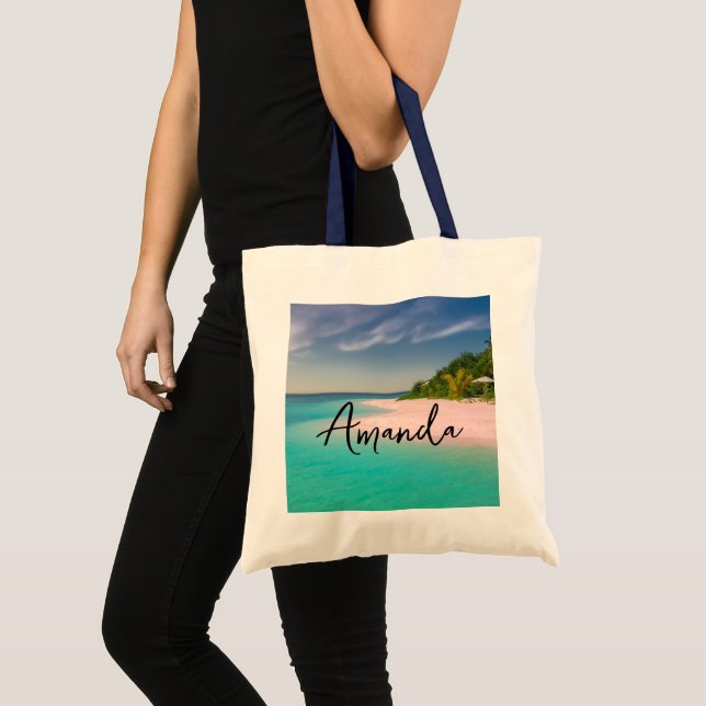 Akvamarin Ocean Tropisk Strand Scenisk Tygkasse (Framsida (produkt))