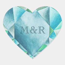   Akvamarin Vattenfärg Hjärtan Söt Alla Hjärtans D Hjärtformat Klistermärke