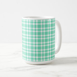 Akvamarin vit rutig mönster kaffemugg