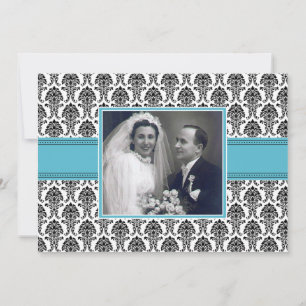 Akvamarine Damask-festinbjudan Inbjudningar