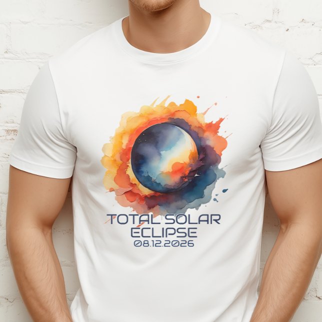 Akvarell 2026 Eclipse Minnessak T Shirt (Colorful Solar Eclipse Souvenir Tshirt)