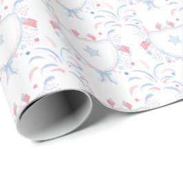 Akvarell 4:e juli fyrverkerier presentpapper