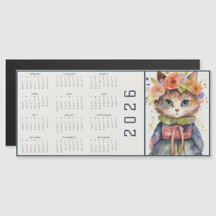 Akvarell Abstrakt Katt Klädd Blommor Kalender