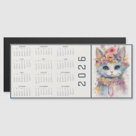 Akvarell Abstrakt Katt Klädd Blommor Kalender