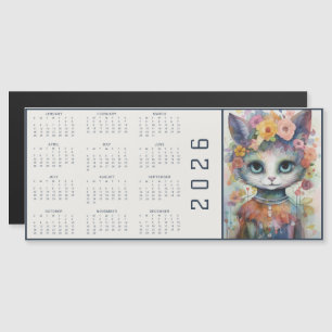 Akvarell Abstrakt Katt Klädd Blommor Kalender