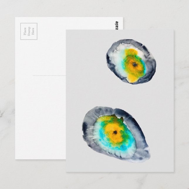 akvarell abstrakta ostronskalor vykort (Fram/baksida)