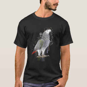 Akvarell Afrikansk Grå Papegoja Fågel Natur Vingar T Shirt