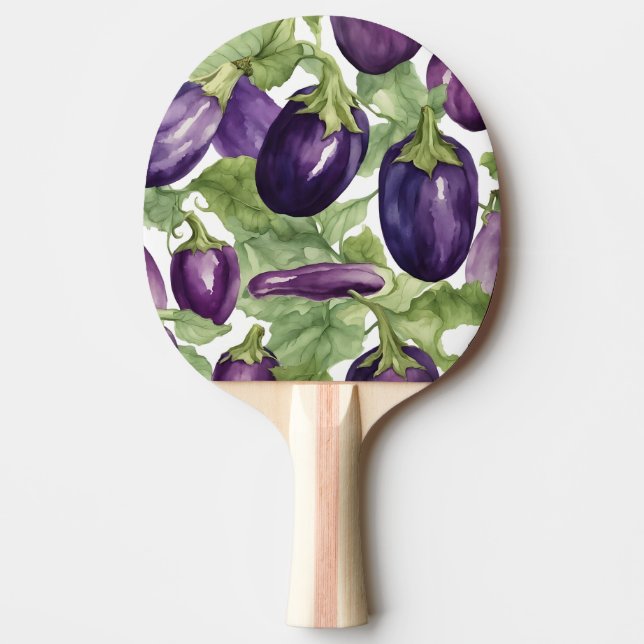 Akvarell Äggplants Trädgård Botaniskt Mönster Pingisracket (Framsidan)