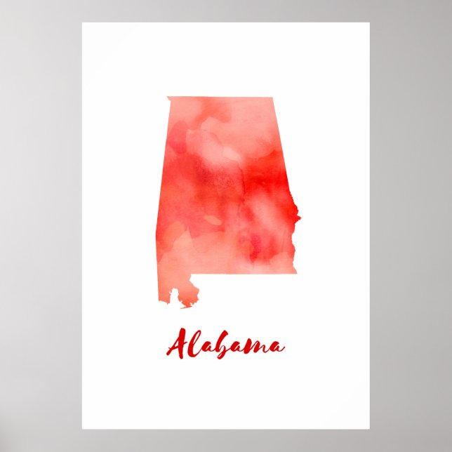 Akvarell Alabama Amerikas förenta stater Poster (Framsidan)