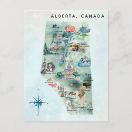 Akvarell Alberta Kanada Illustrerad Kartkonst Vykort
