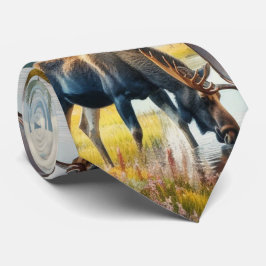 Akvarell Älg i Alaska AI Konst Slips