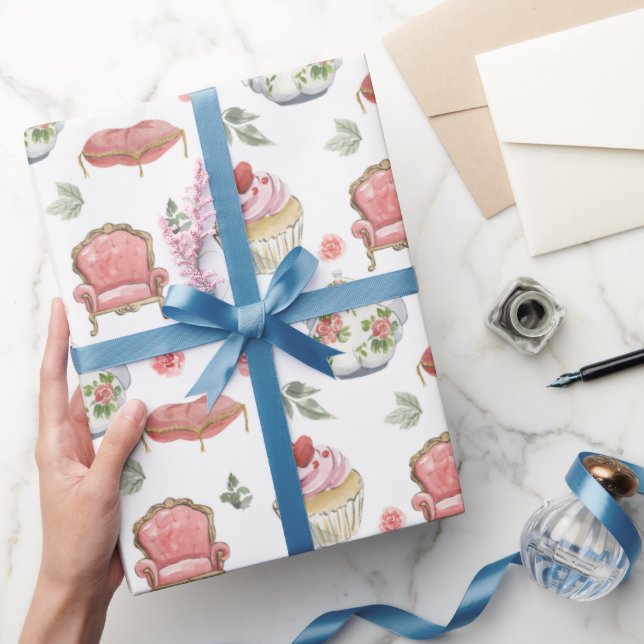 Akvarell Alisa i Wonderland-mönster  Presentpapper (Gifting)