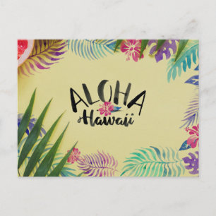 Akvarell Aloha Hawaii Tropisk Postkort Vykort