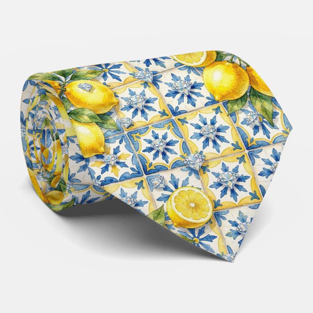 Akvarell Amalfi Citron Medelhavet Diamanter  Slips (Rullad)