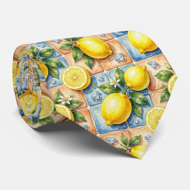 Akvarell Amalfi Citron Medelhavet Diamanter  Slips (Rullad)