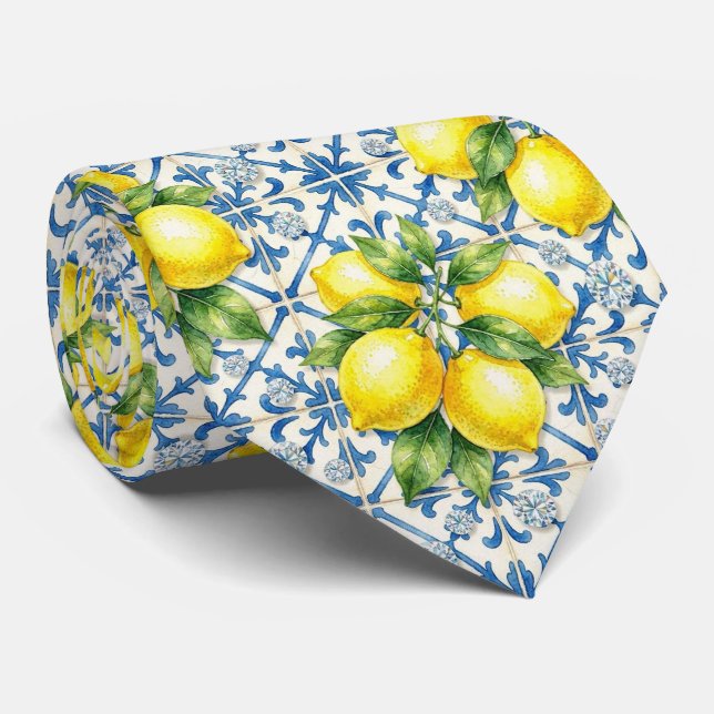 Akvarell Amalfi Citron Medelhavet Diamanter  Slips (Rullad)