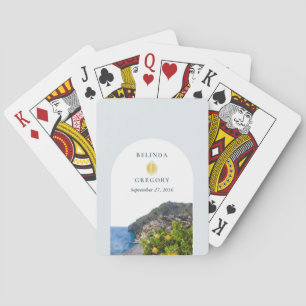 Akvarell Amalfi-kusten Båge Italien Citroner Bröll Casinokort