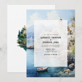 Akvarell Amalfi-kusten Italien Destination Bröllop Inbjudningar