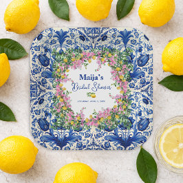 Akvarell Amalfi-kusten Rosa Citron Bröllopsdusch