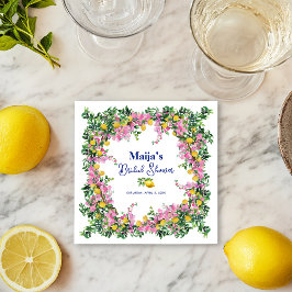 Akvarell Amalfi-kusten Rosa Citron Bröllopsdusch Pappersservett