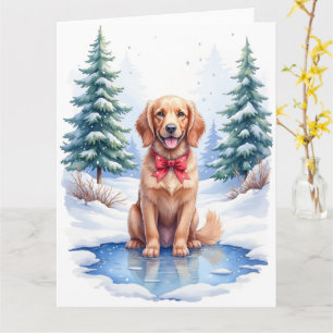 Akvarell Amerikansk Water Spaniel Frusen damm Kort