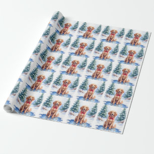 Akvarell Amerikansk Water Spaniel Frusen damm Presentpapper