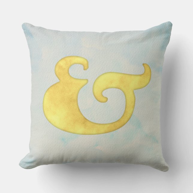 Akvarell Ampersand Marin | Gul + Himmel Färg Kudde (Framsida)
