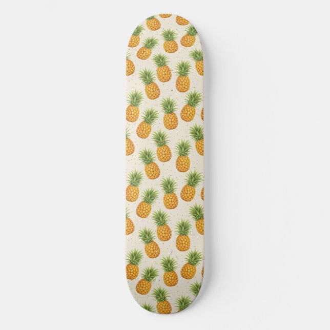 Akvarell Ananas Mini Skateboard Bräda 18,5 Cm (Framsida)