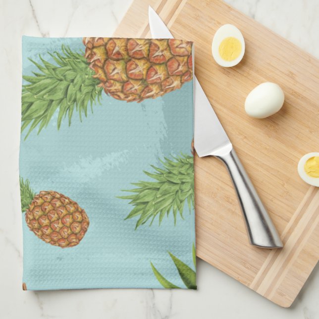 Akvarell ananas mönster 2 kökshandduk (Vikt i Fjärdedel)