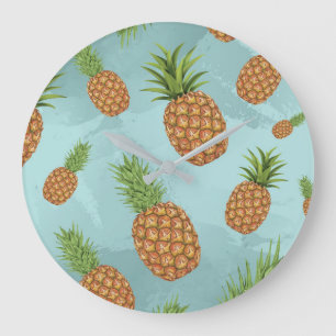 Akvarell ananas mönster 2 stor klocka