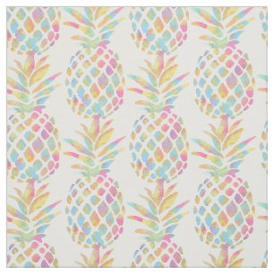 Akvarell Ananas Tropisk Regnbågsmönster Tyg