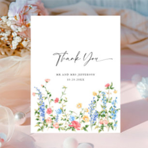 Akvarell Äng Vildblomma Boho Tack Vykort