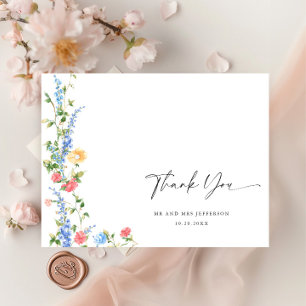 Akvarell äng vildblomma boho tack vykort