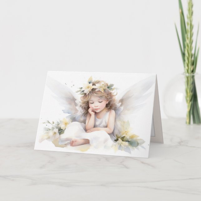 Akvarell ängel flicka  kort (Framsida)