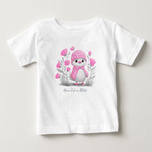 Akvarell Ank Rosa Blommig Baby T-Shirt (Framsida)