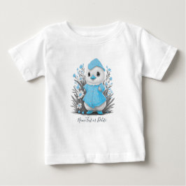 Akvarell Anka Blå Blommor Baby T-Shirt
